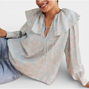 H&M Blouse Women Size Small Floral Print Longsleeves Top Loose Fitting Corpcore